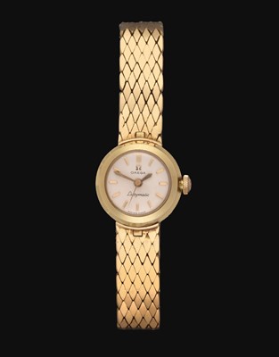 Lot 2261 - Omega: A Lady's 18 Carat Gold Automatic Centre Seconds Wristwatch