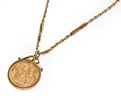 Lot 221 - A sovereign dated 1911 mounted as a pendant on...