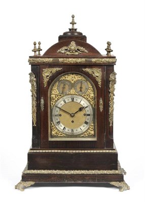 Lot 1054 - A Chiming Table Clock, circa 1890, gilt metal mounts, side carrying handles, pierced sound...