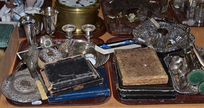 Lot 266 - Quantity of assorted silver including a dressing table set and a quantity of plated ware (on...