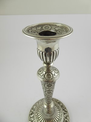 Lot 2008 - A Pair of George III Silver Candlesticks