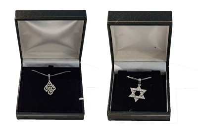 Lot 296 - A diamond Star of David pendant on chain,...