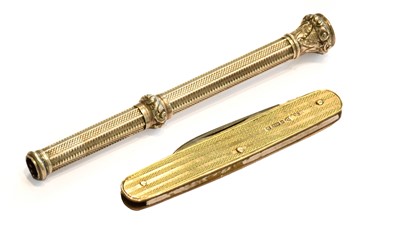 Lot 265 - A George V Gold Pocket-Knife, by E Baker & Son,...
