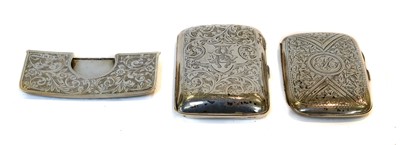 Lot 324 - Two silver cigarette cases, and a silver...