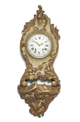 Lot 1056 - A French Painted Wood Striking Bracket Clock, 19th century, gilt painted wooden case with...