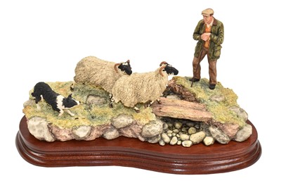 Lot 1106 - Border Fine Arts 'Steady Lad Steady' (Shepherd, Sheep and Collie)