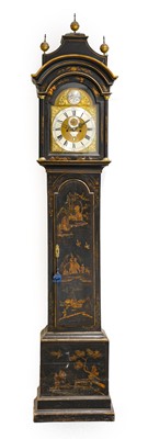 Lot 814 - A Black Chinoiserie Eight Day Longcase Clock,...