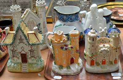 Lot 293 - Graduated set of Losolware jugs, Royal Doulton figure 'Sisters', four Staffordshire pottery...