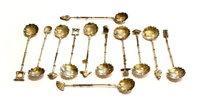 Lot 271 - Twelve Various Japanese Silver Spoons, Six...