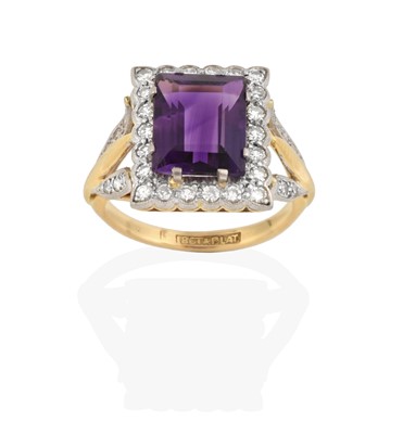 Lot 2415 - An Amethyst and Diamond Cluster Ring