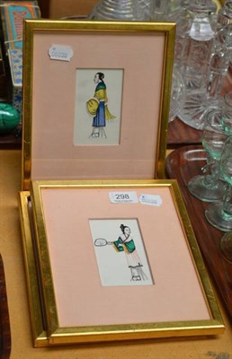 Lot 298 - Three Chinese rice paper paintings