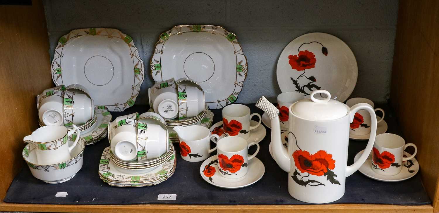 Lot 347 - A Wedgewood Susie Cooper Corn Poppy coffee set,...