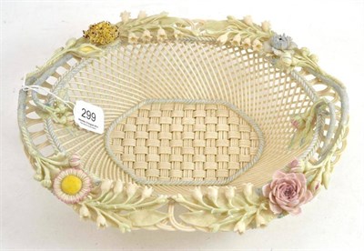 Lot 299 - Belleek floral twin handled decorated basket