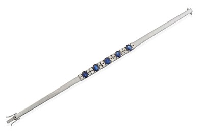 Lot 2429 - An 18 Carat White Gold Sapphire and Diamond Bracelet