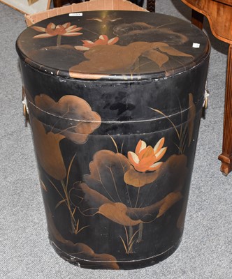 Lot 1194 - A Chinese lacquered tea chest of tapering...