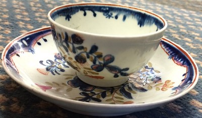 Lot 14 - A Lowestoft Porcelain Tea Bowl and Saucer,...