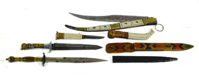 Lot 3158 - An Inuit Bone Knife, the 7cm single edge steel...