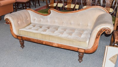 Lot 1203 - A Victorian rosewood framed chaise longue, 201cm