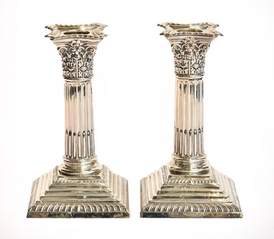 Lot 66 - A Pair of Edward VII Silver Candlesticks, by...
