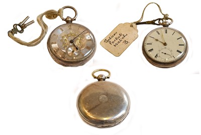 Lot 139 - Two silver open faced pocket watches signed...