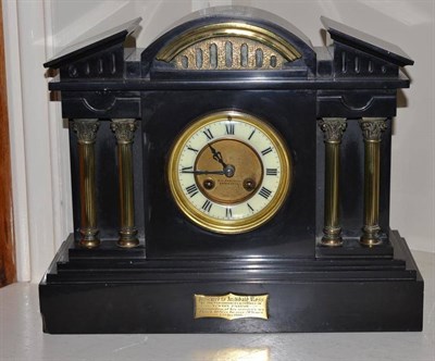 Lot 322 - Victorian black slate mantel clock