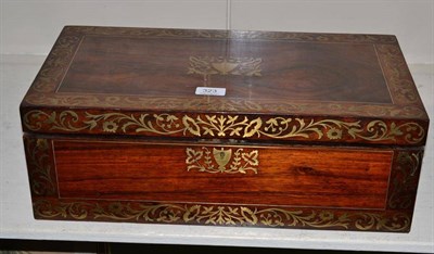 Lot 323 - A rosewood and brass inlaid writing slope