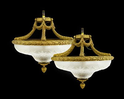 Lot 863 - A Pair of French Gilt Metal Plafonniers, early...