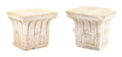 Lot 366 - A Pair of Marble Capitals, in Classical style,...