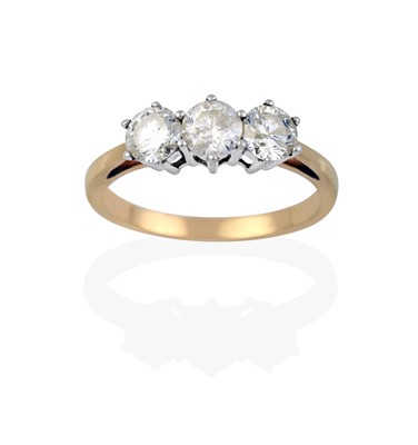 Lot 2301 - A 9 Carat Gold Diamond Three Stone Ring