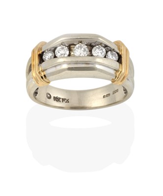 Lot 2348 - A 14 Carat Gold Diamond Five Stone Ring