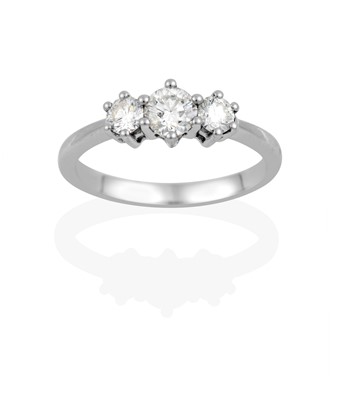 Lot 2445 - An 18 Carat White Gold Diamond Three Stone Ring