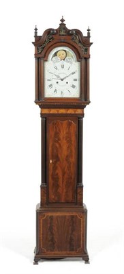 Lot 1061 - A Mahogany Eight Day Longcase Clock, Penlington, Liverpool, circa 1790, swan neck pediment, figured