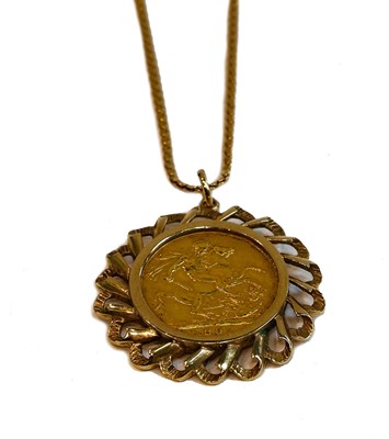 Lot 120 - A sovereign dated 1897 mounted as a pendant on...