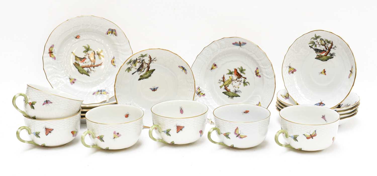 Lot 409 Six Herend Porcelain Tea Cups, Saucers and