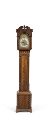 Lot 1062 - A Mahogany Small Longcase Clock, early 20th century, swan neck pediment, figured trunk door,...