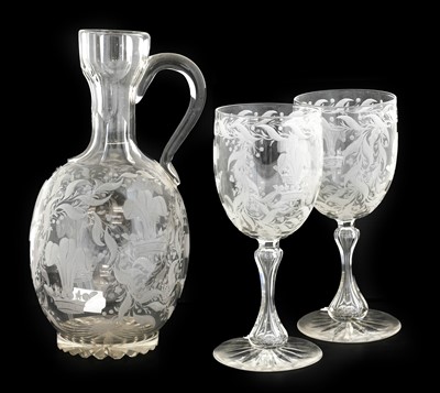 Lot 45 - Of Royal Interest: An Engraved Glass Water Set,...