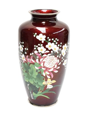 Lot 41 - A Japanese Cloisonne and Jinbari Enamel Vase,...
