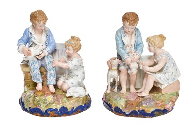 Lot 244 - A pair of French porcelain groups