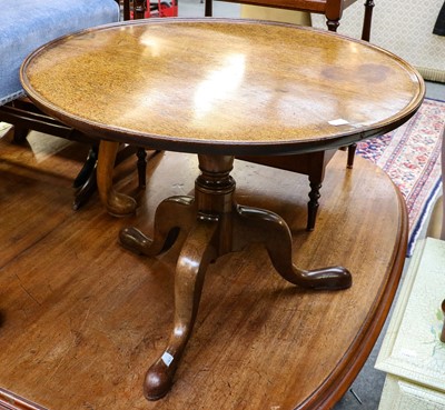 Lot 1220 - A blue upholstered cabriole legged footstool,...
