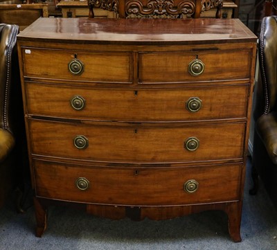 Lot 1218 - A George III mahogany bow fronted four-height...