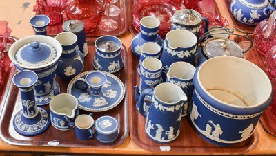 Lot 380 - Quantity of Wedgwood blue Jasperware including...