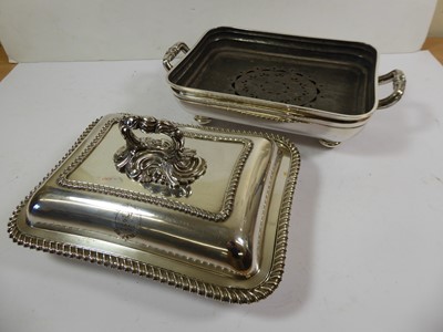 Lot 2095 - A Pair of Old Sheffield Plate Wine-Coasters and an Old Sheffield Plate Entrée-Dish, Cover and Stand