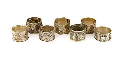 Lot 2183 - Five Chinese Export Silver Napkin-Rings