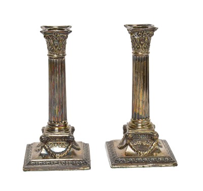 Lot 341 - A pair of Victorian silver corinthian column...