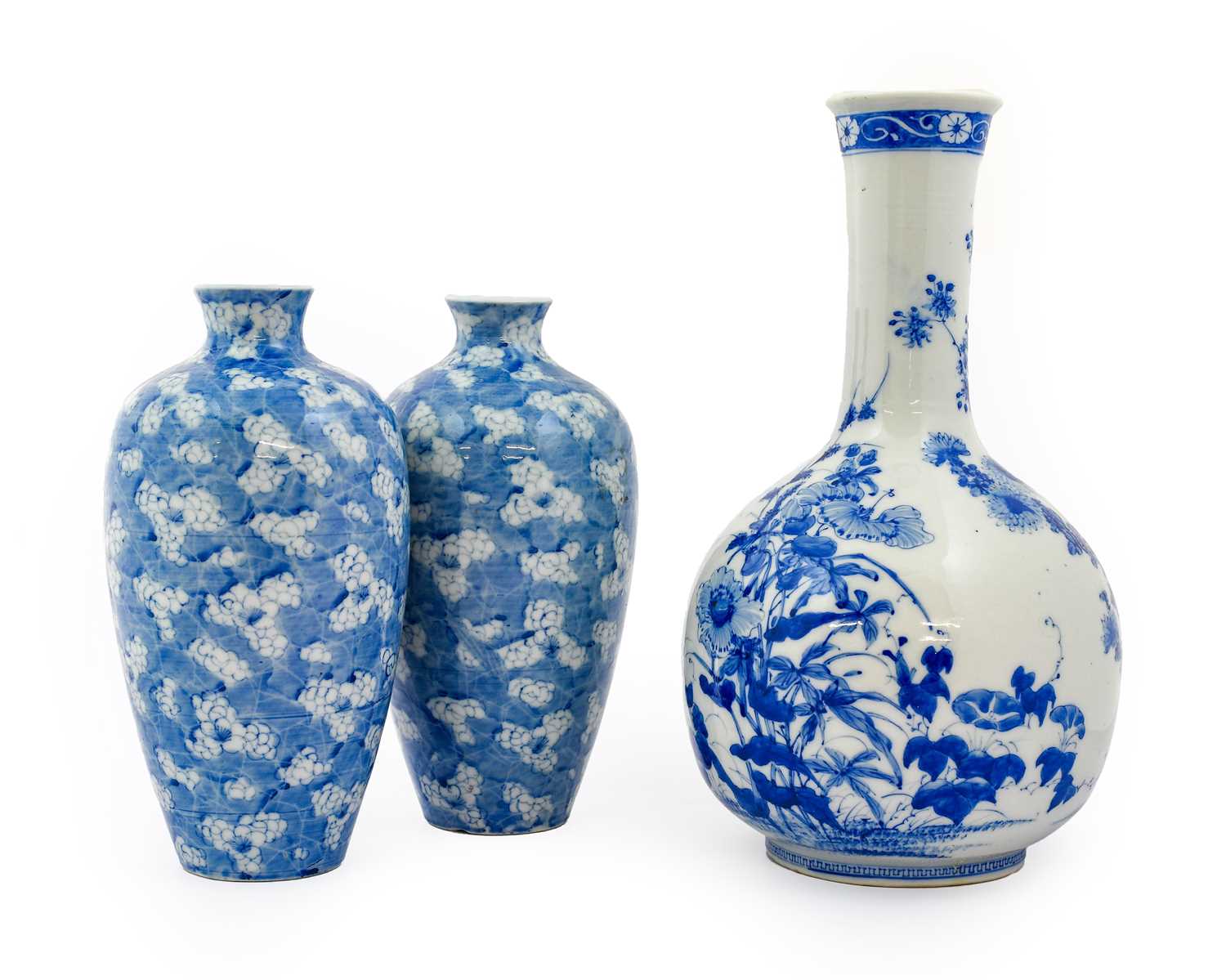 Lot 75 - A Pair of Japanese Porcelain Baluster Vases,...