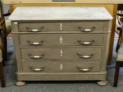 Lot 1265 - A grey painted pine marble-topped four-height...