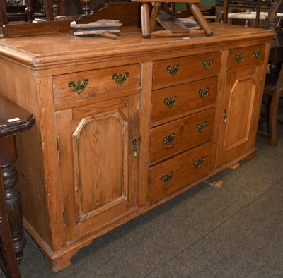 Lot 1295 - A Victorian pine kitchen dresser base, with a...