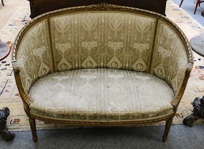 Lot 1125 - A 1920's gilt framed sofa in the Louis XVI...