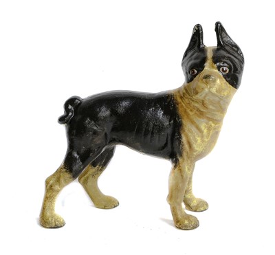 Lot 339 - A painted cast iron model of a French Bulldog,...