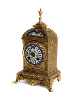 Lot 311 - A French gilt metal striking mantle clock with...